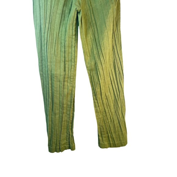 2/$30 ZARA Size Small Linen-Blend Crease Effect Pants Green Elastic Waist - Picture 8 of 12
